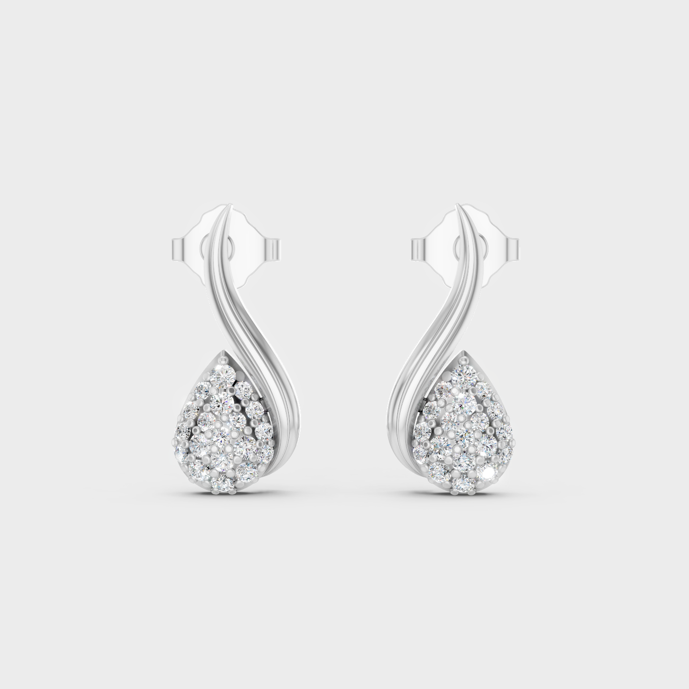 White Gold Round Diamond Stud Earrings 0.19 Ct Lab Grown Classic Style