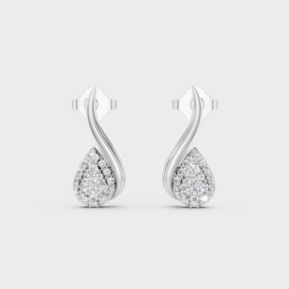 White Gold Round Diamond Stud Earrings 0.19 Ct Lab Grown Classic Style