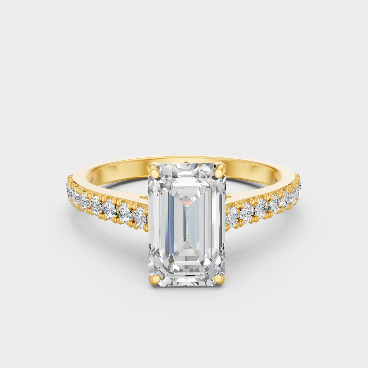 1.62 Ct Emerald & Round Cut Lab Grown Diamond Ring