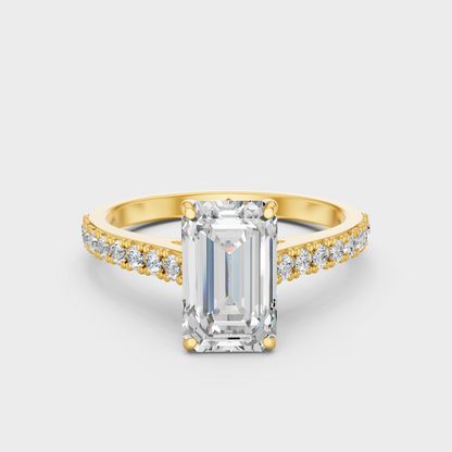 1.62 Ct Emerald & Round Cut Lab Grown Diamond Ring