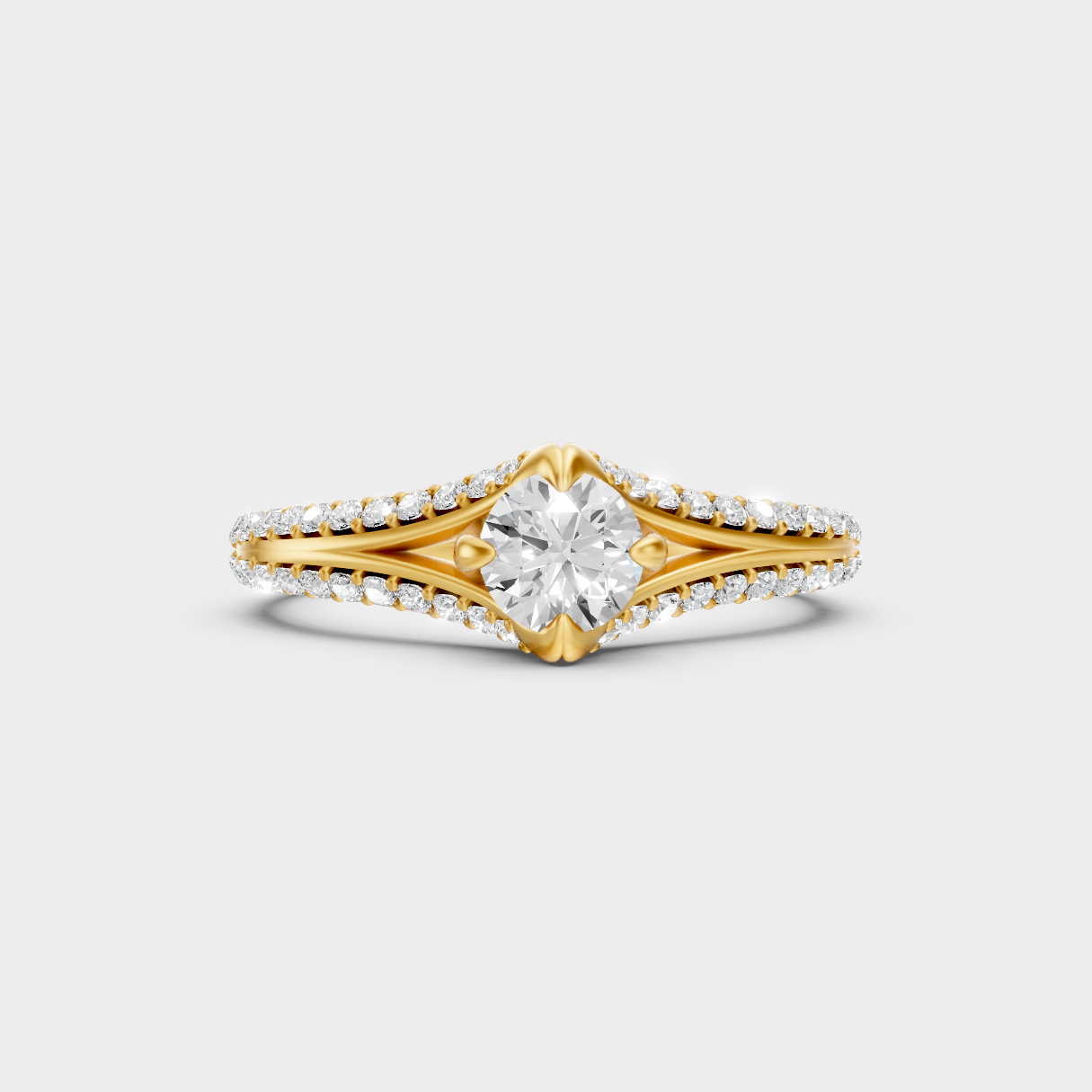 Classic Yellow Gold Solitaire Engagement Ring Featuring A Round Lab Diamond