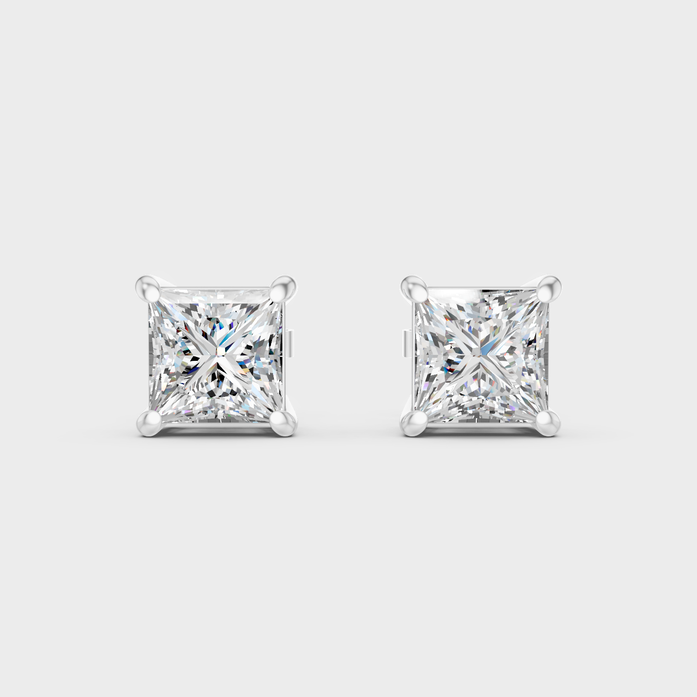 White Gold Princess Diamond Earrings 2 To 10 Ct Lab Grown Classic Fine Jewelry