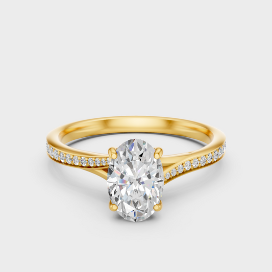 2 Carat Lab-Grown Oval Diamond Ring in 18K Yellow Gold
