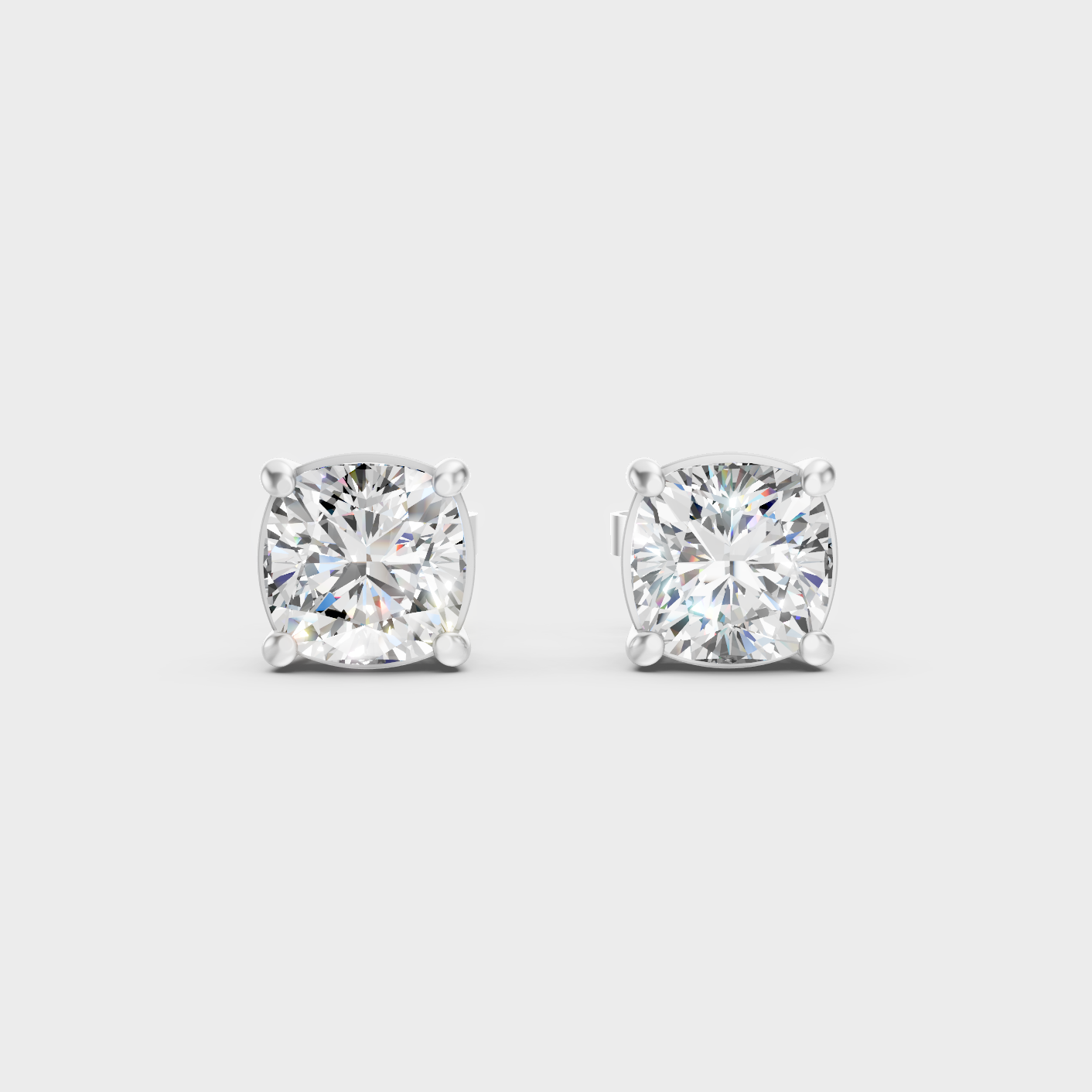 White Gold Cushion Diamond Stud Earrings 2 To 10 Ct Lab Grown Classic Fine Jewelry