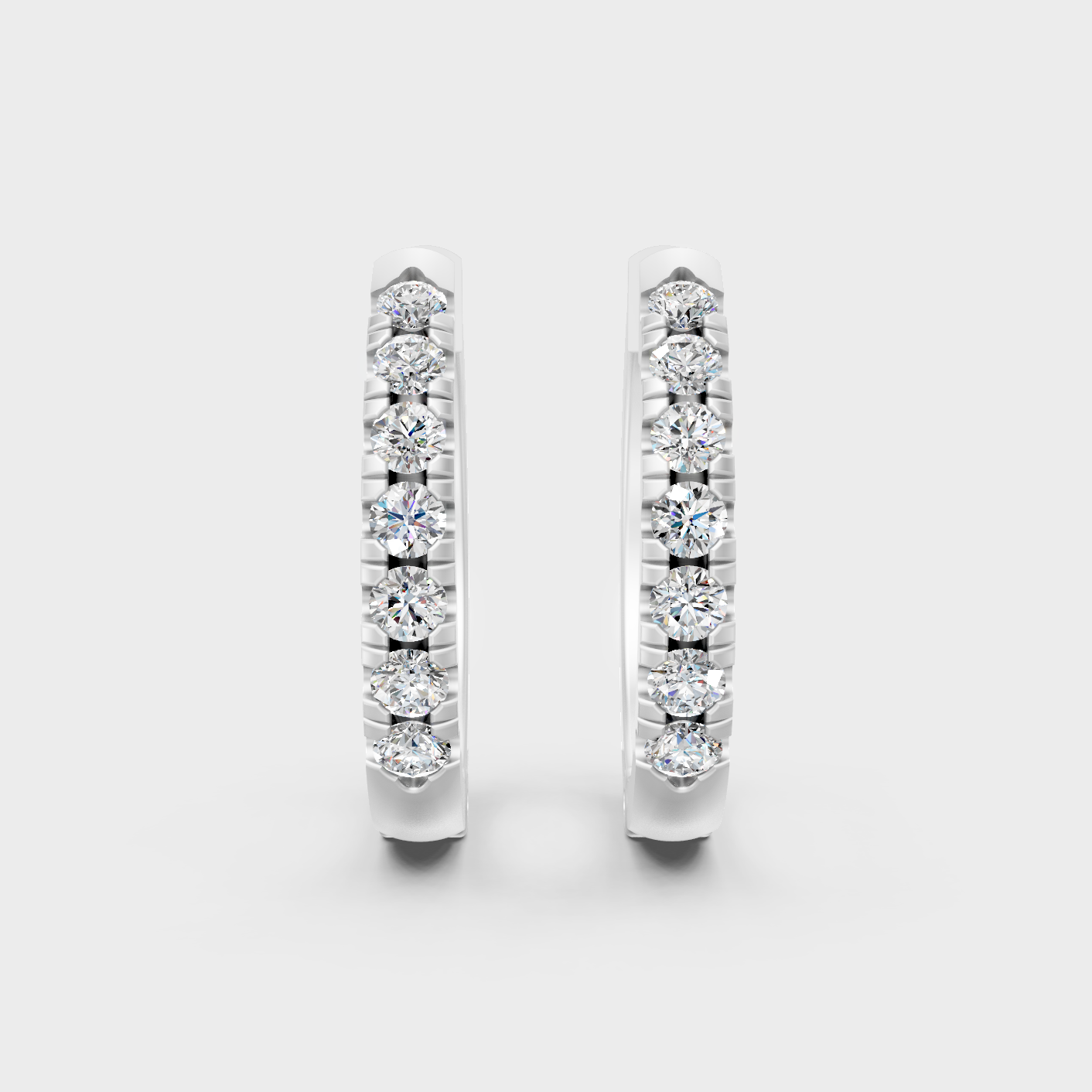 White Gold Round Diamond Hoop Earrings 0.22 Ct Lab Grown Classic Style