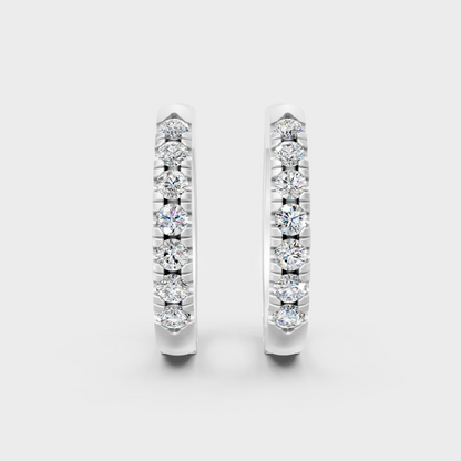 White Gold Round Diamond Hoop Earrings 0.22 Ct Lab Grown Classic Style