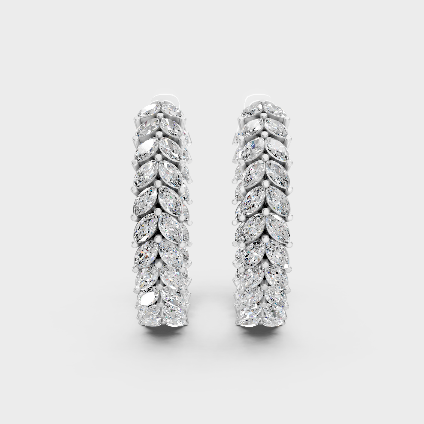 White Gold Marquise Diamond Hoop Earrings 7.04 Ct Lab Grown Premium Style