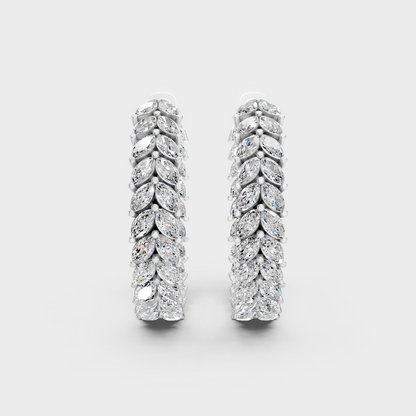 White Gold Marquise Diamond Hoop Earrings 7.04 Ct Lab Grown Premium Style