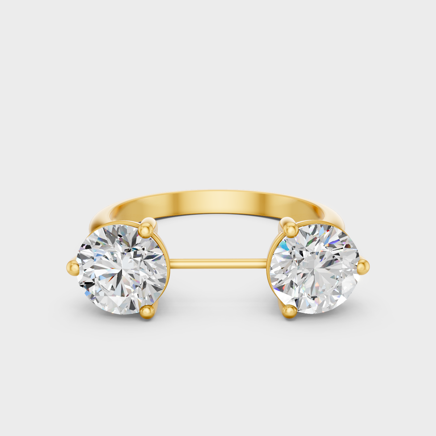 Yellow Gold 2 Carat Round-Cut Lab-Grown Diamond Ring front View