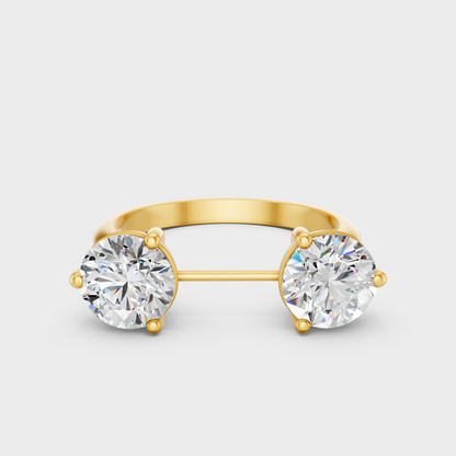 Yellow Gold 2 Carat Round-Cut Lab-Grown Diamond Ring front View