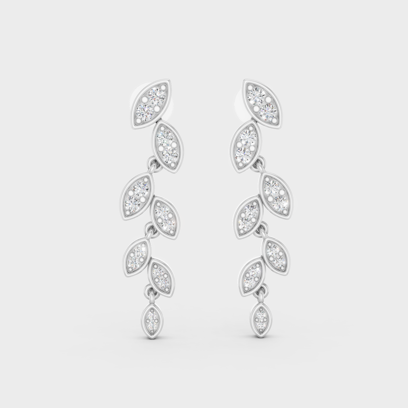 White Gold Round Diamond Drop Earrings 0.45 Ct Modern Minimal Luxury