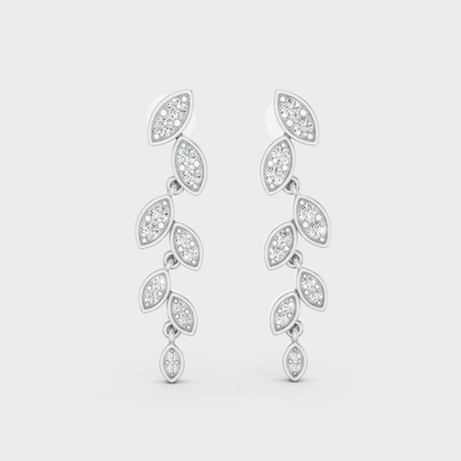 White Gold Round Diamond Drop Earrings 0.45 Ct Modern Minimal Luxury