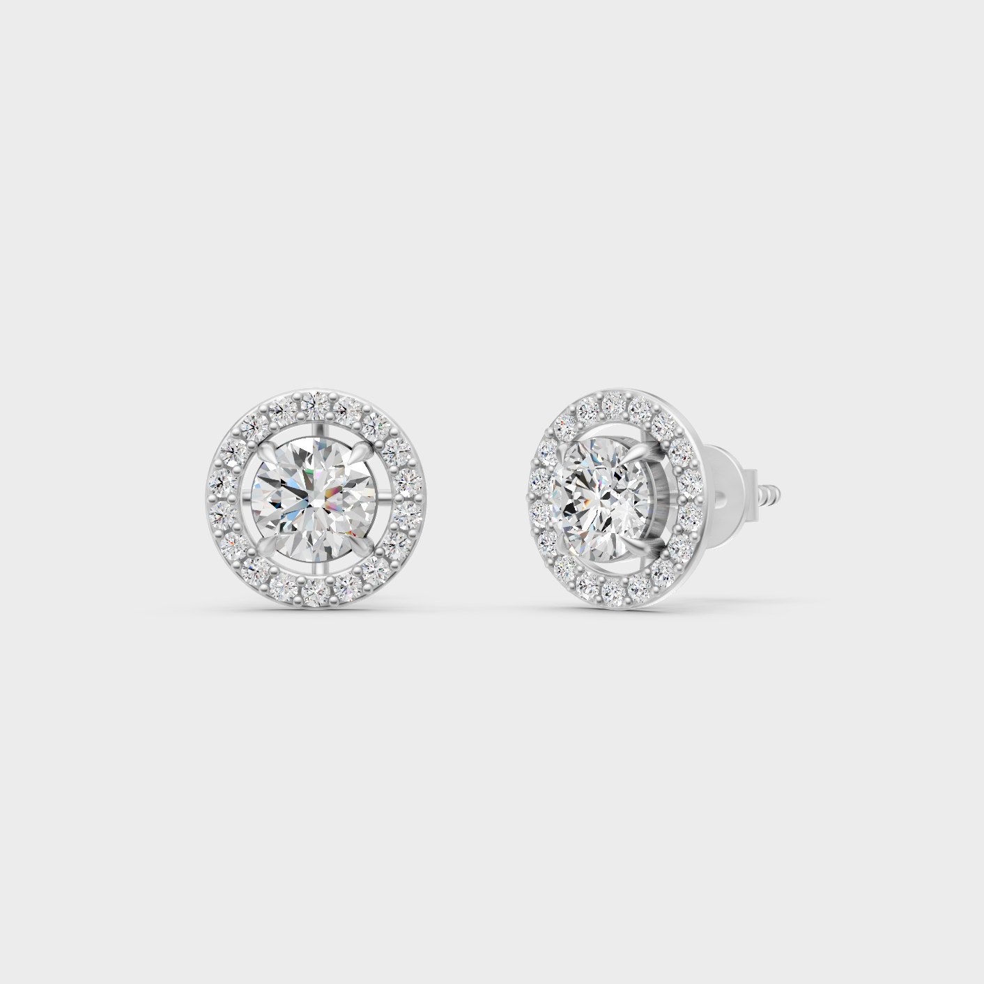 White Gold 1.70 Ct Lab Grown Round Diamond Stud Earrings Certified Fine Jewelry