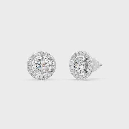 White Gold 1.70 Ct Lab Grown Round Diamond Stud Earrings Certified Fine Jewelry