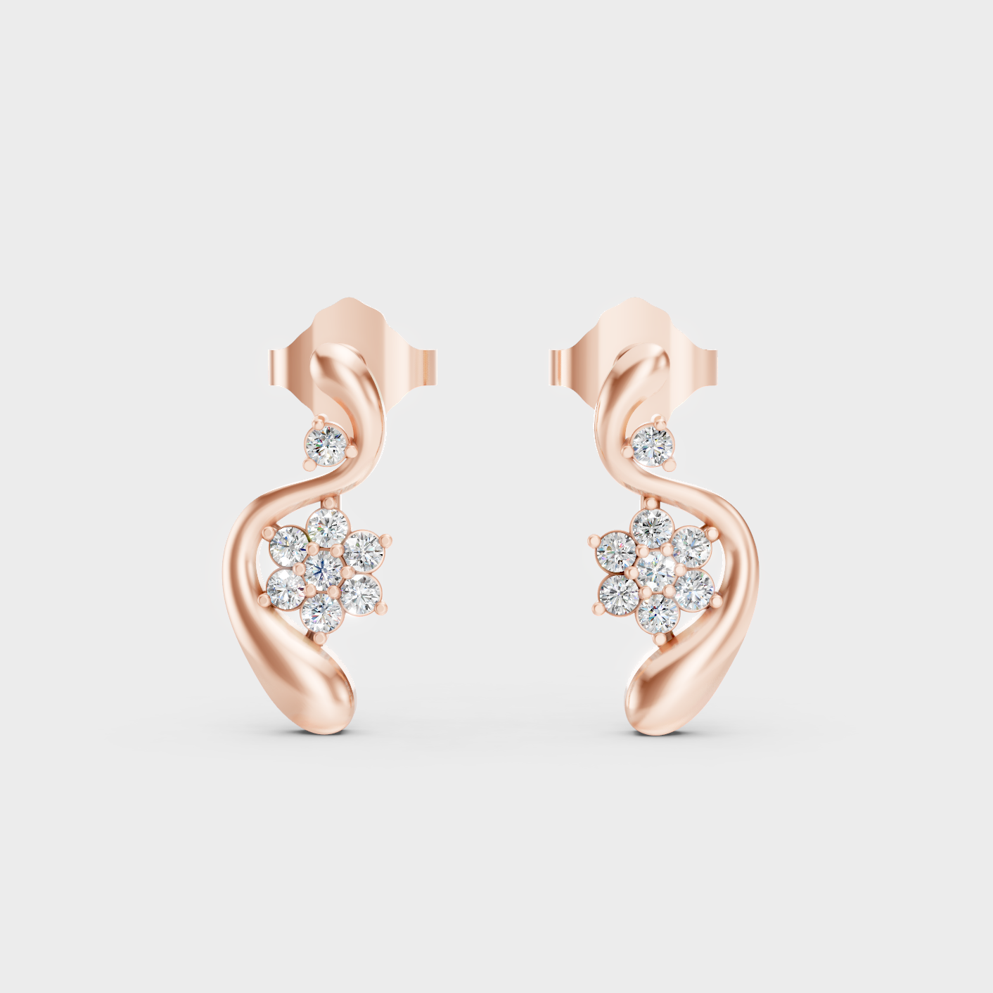Rose Gold Luxury Round Diamond Stud Earrings 0.13 Ct Lab Grown Everyday Look