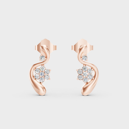 Rose Gold Luxury Round Diamond Stud Earrings 0.13 Ct Lab Grown Everyday Look