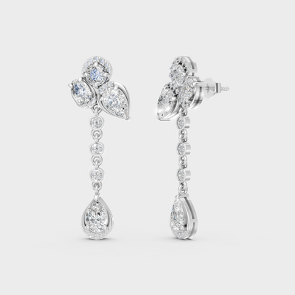 White Gold Classic Multi Shape Diamond Drop Earrings 5.57 Ct Fine Jewelry