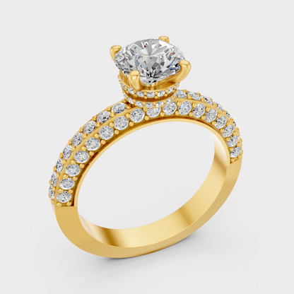 1.8 Ct Round Diamond Hidden Halo Ring In Yellow Gold Luxury Design