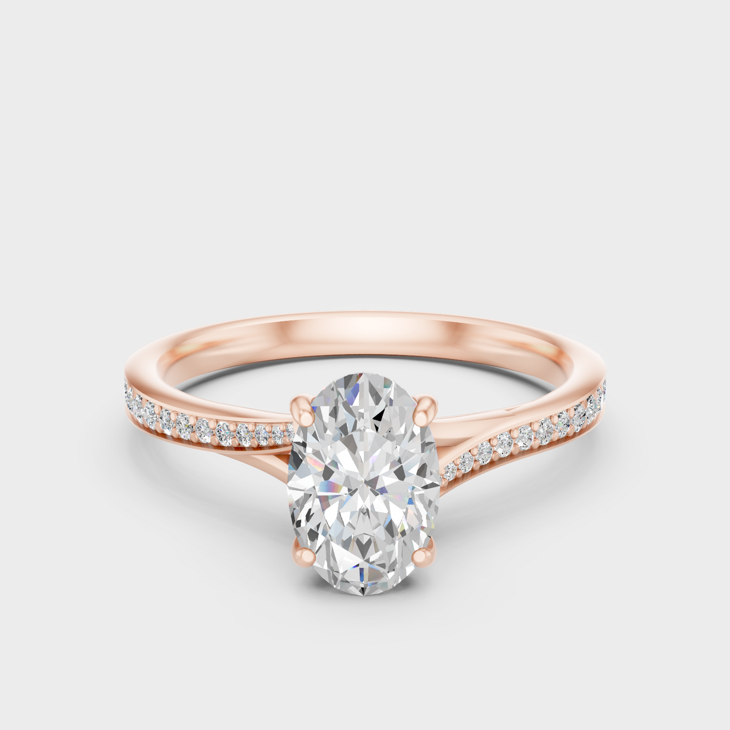 Oval Cut Lab Diamond Ring In Rose Gold