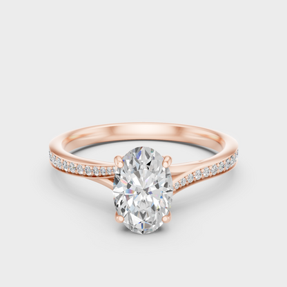 Oval Cut Lab Diamond Ring In Rose Gold