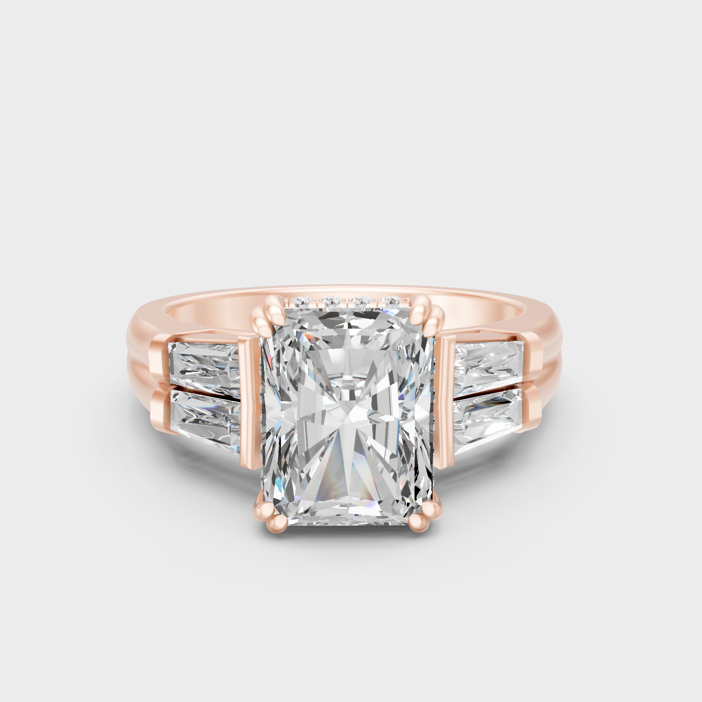 Rose Gold Multi Shape Lab Grown Diamond Halo Ring For Romantic Proposal
