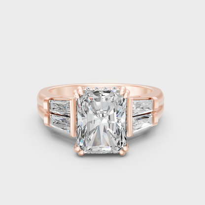 Rose Gold Multi Shape Lab Grown Diamond Halo Ring For Romantic Proposal