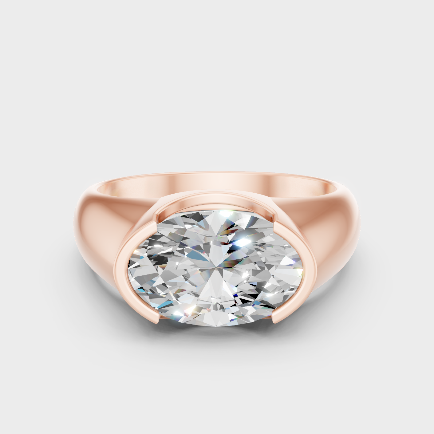Oval Diamond Mens Ring 1 To 5 Ct Lab Grown In Rose Gold Bold Elegant Style