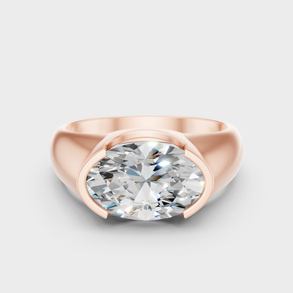 Oval Diamond Mens Ring 1 To 5 Ct Lab Grown In Rose Gold Bold Elegant Style