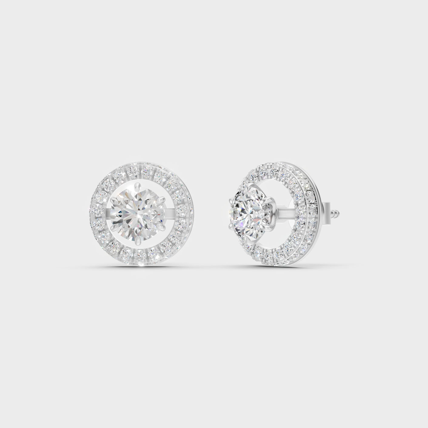 White Gold 3.26 Ct Lab Grown Round Diamond Halo Earrings GLI Certified Fine Jewelry