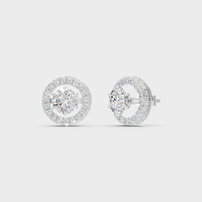White Gold 3.26 Ct Lab Grown Round Diamond Halo Earrings GLI Certified Fine Jewelry