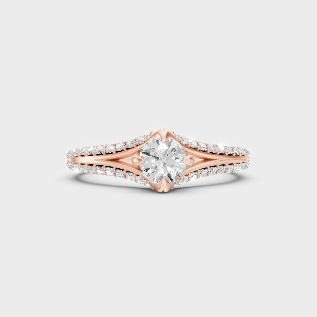 Unique Rose Gold Ring Featuring A Igi Certified Round Lab Diamond Solitaire