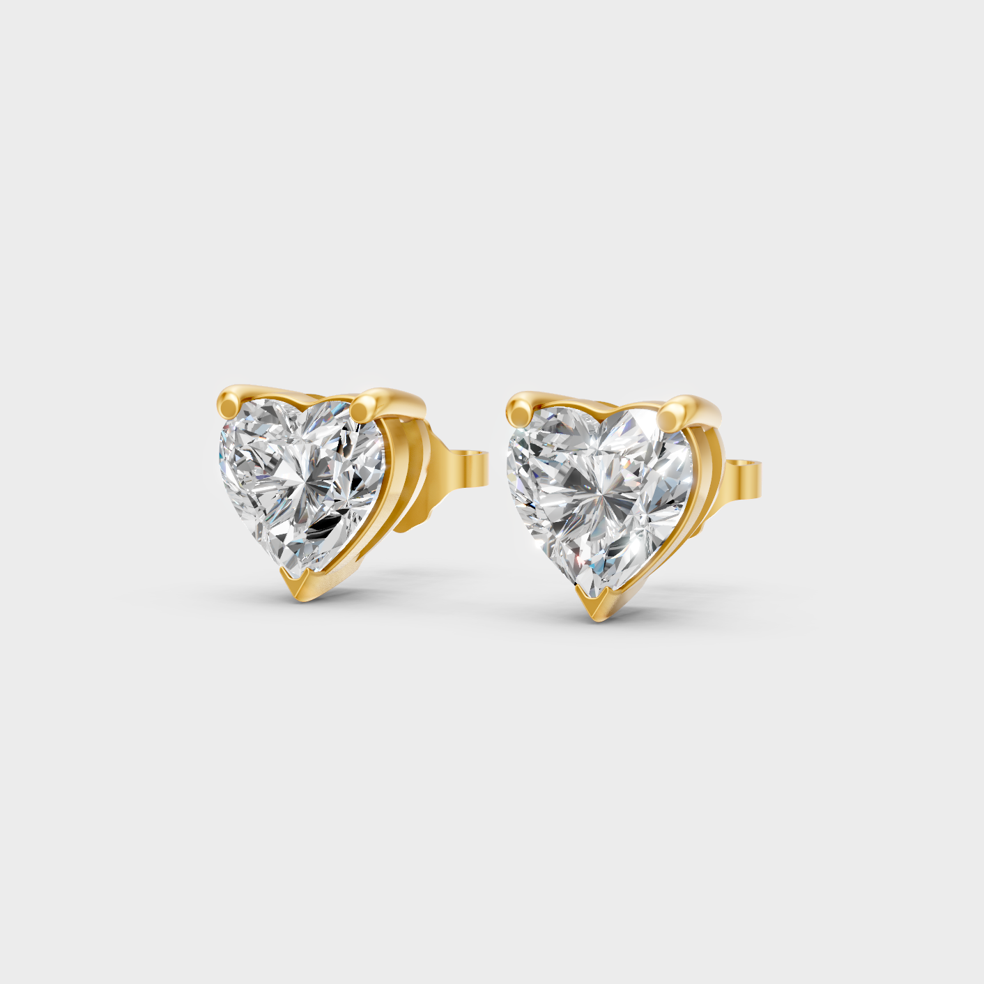 9K 14K 18K Yellow Gold Heart Diamond Earrings 2 To 10 Ct Lab Grown Fine Jewelry