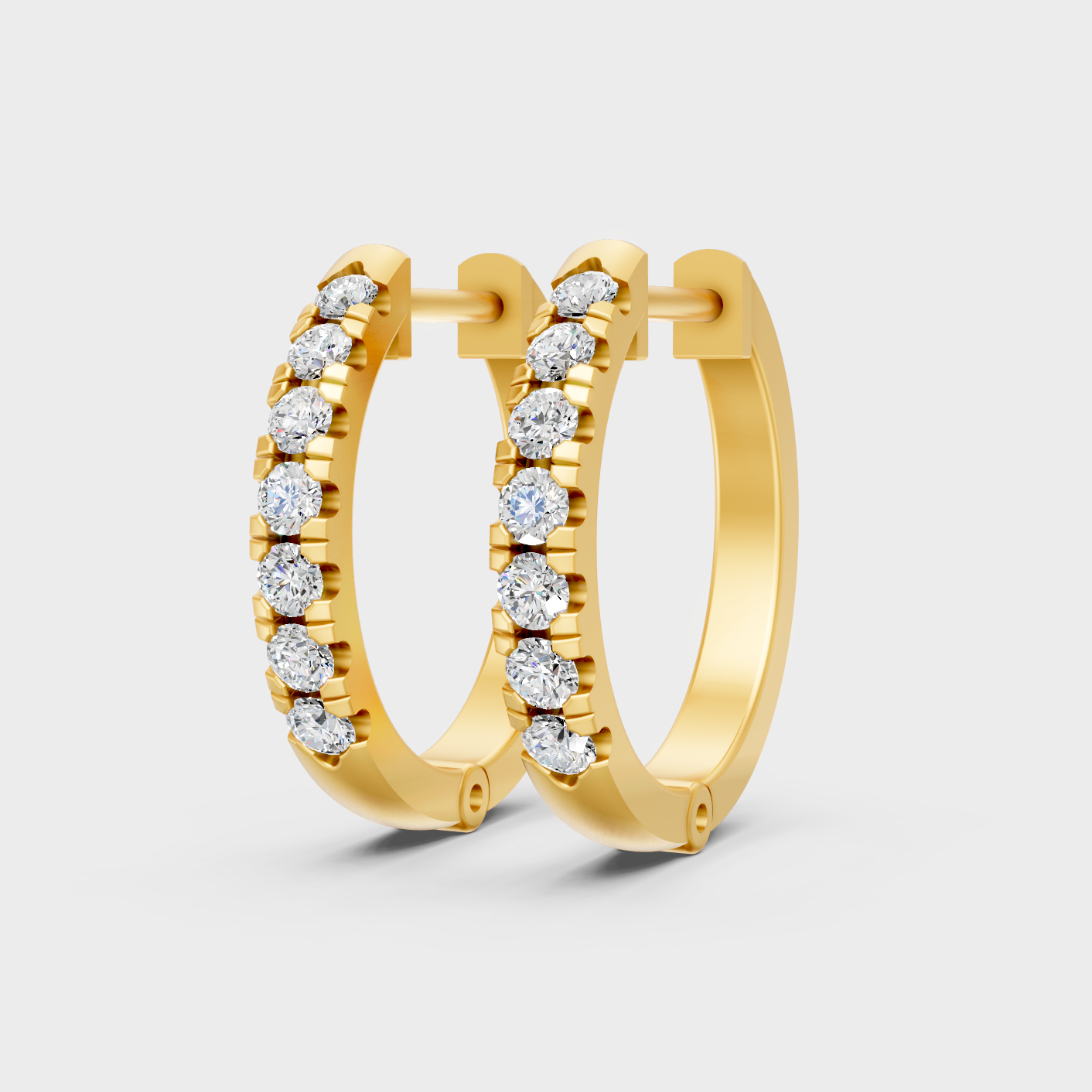 9K 14K 18K Yellow Gold Round Diamond Hoop Earrings 0.22 Ct Lab Grown Fine Jewelry