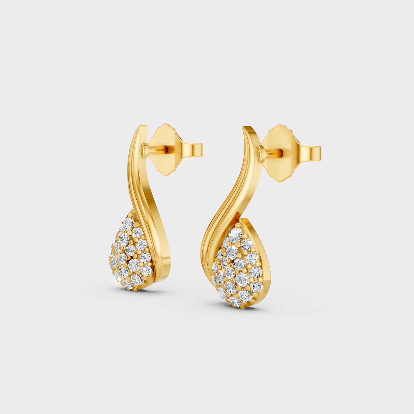 9K 14K 18K Yellow Gold Round Diamond Stud Earrings 0.19 Ct Lab Grown Fine Jewelry