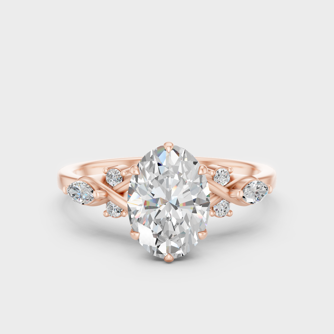Rose Gold Designer Multi Shape Diamond Ring 1.78 Ct Premium Lab Jewelry