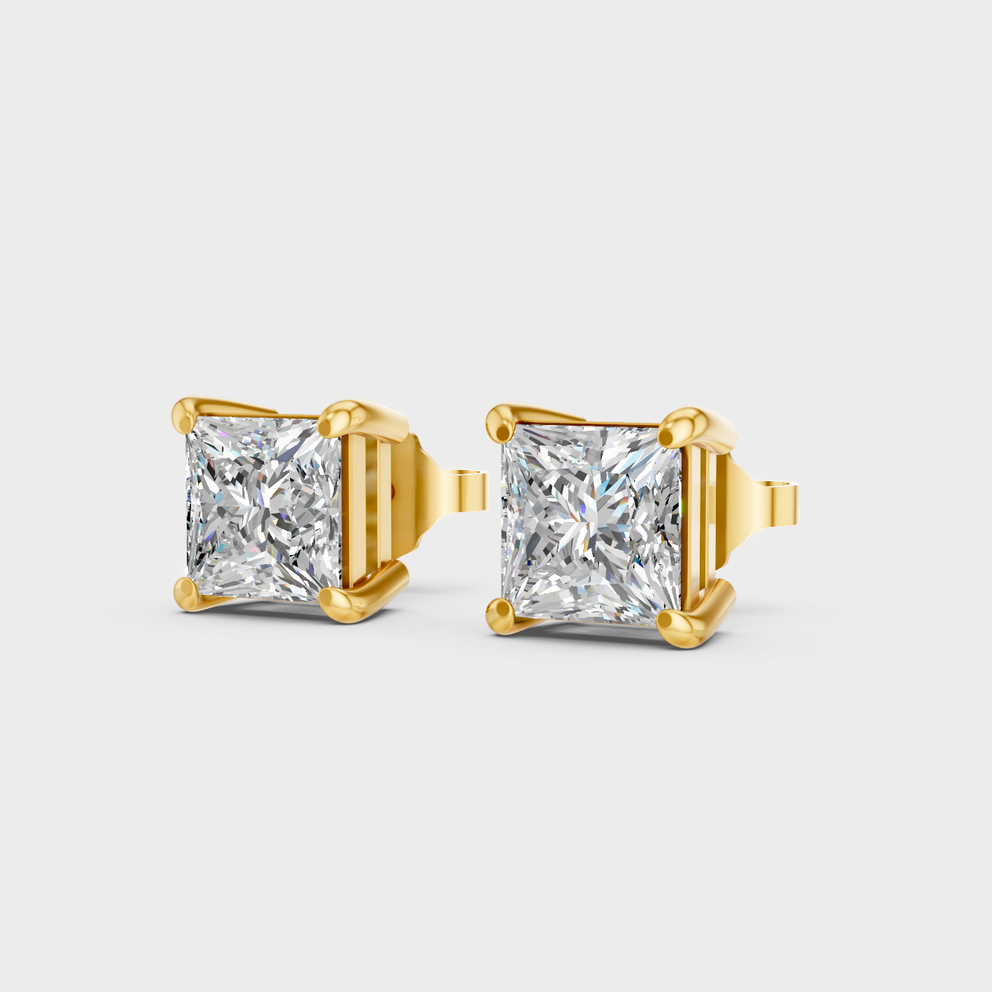 9K 14K 18K Yellow Gold Princess Diamond Earrings 2 To 10 Ct Lab Grown Fine Jewelry