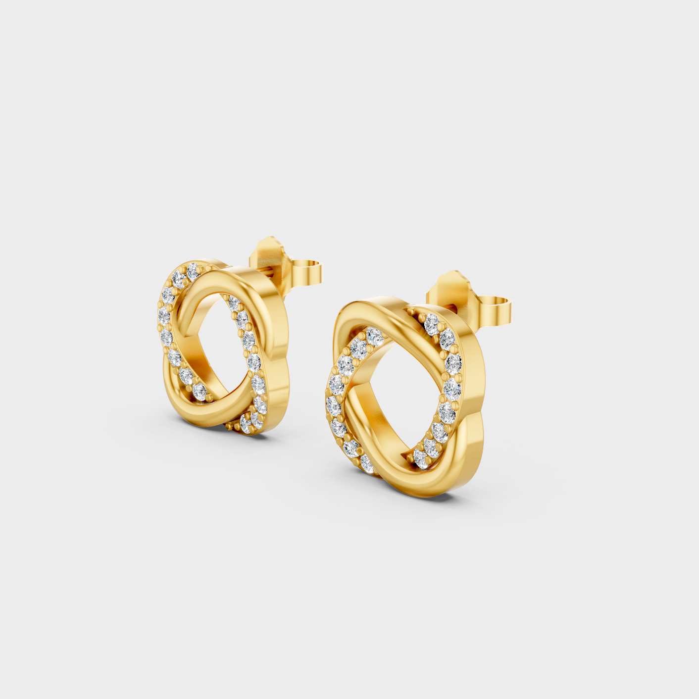 9K 14K 18K Yellow Gold Round Diamond Stud Earrings 0.26 Ct Lab Grown Fine Jewelry