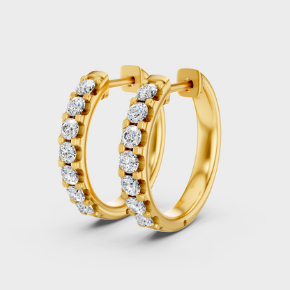 9K 14K 18K Yellow Gold Round Diamond Hoop Earrings 0.70 Ct Lab Grown Fine Jewelry