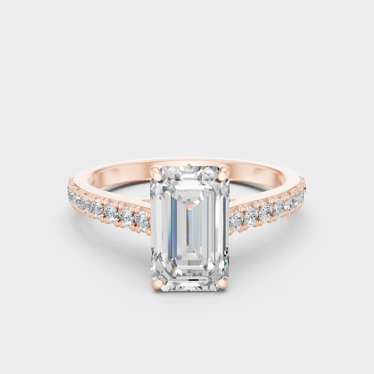 1.62 Ct Emerald & Round Cut Lab Grown Diamond Ring
