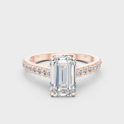 1.62 Ct Emerald & Round Cut Lab Grown Diamond Ring