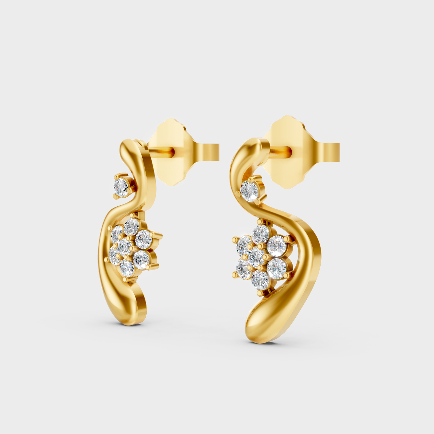 9K 14K 18K Yellow Gold Round Diamond Stud Earrings 0.13 Ct Lab Grown Fine Jewelry