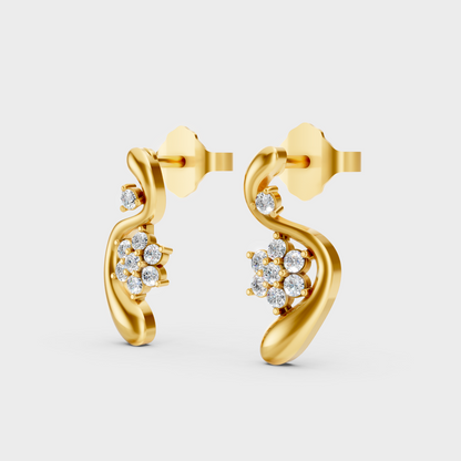 9K 14K 18K Yellow Gold Round Diamond Stud Earrings 0.13 Ct Lab Grown Fine Jewelry