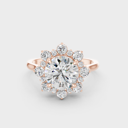 2.66 Ct Round Lab Grown Diamond Halo Ring in
