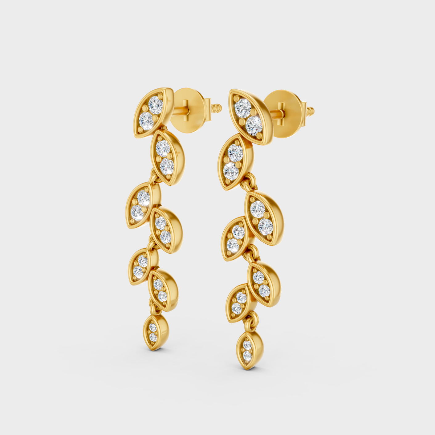 9K 14K 18K Yellow Gold Round Diamond Drop Earrings 0.45 Ct Lab Grown Fine Jewelry