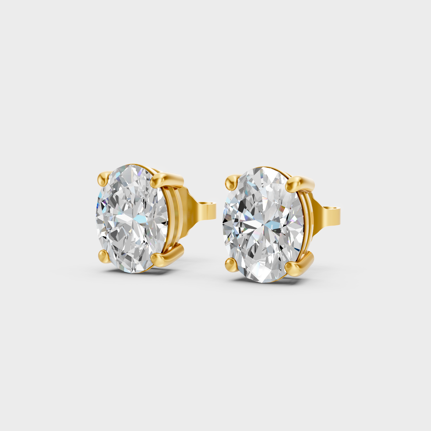 9K 14K 18K Yellow Gold Oval Diamond Earrings 2 To 10 Ct Lab Grown Fine Jewelry