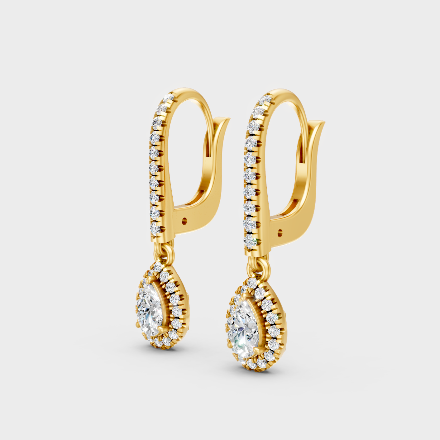 9K 14K 18K Yellow Gold Round Pear Diamond Drop Earrings 0.83 Ct Lab Grown Fine Jewelry