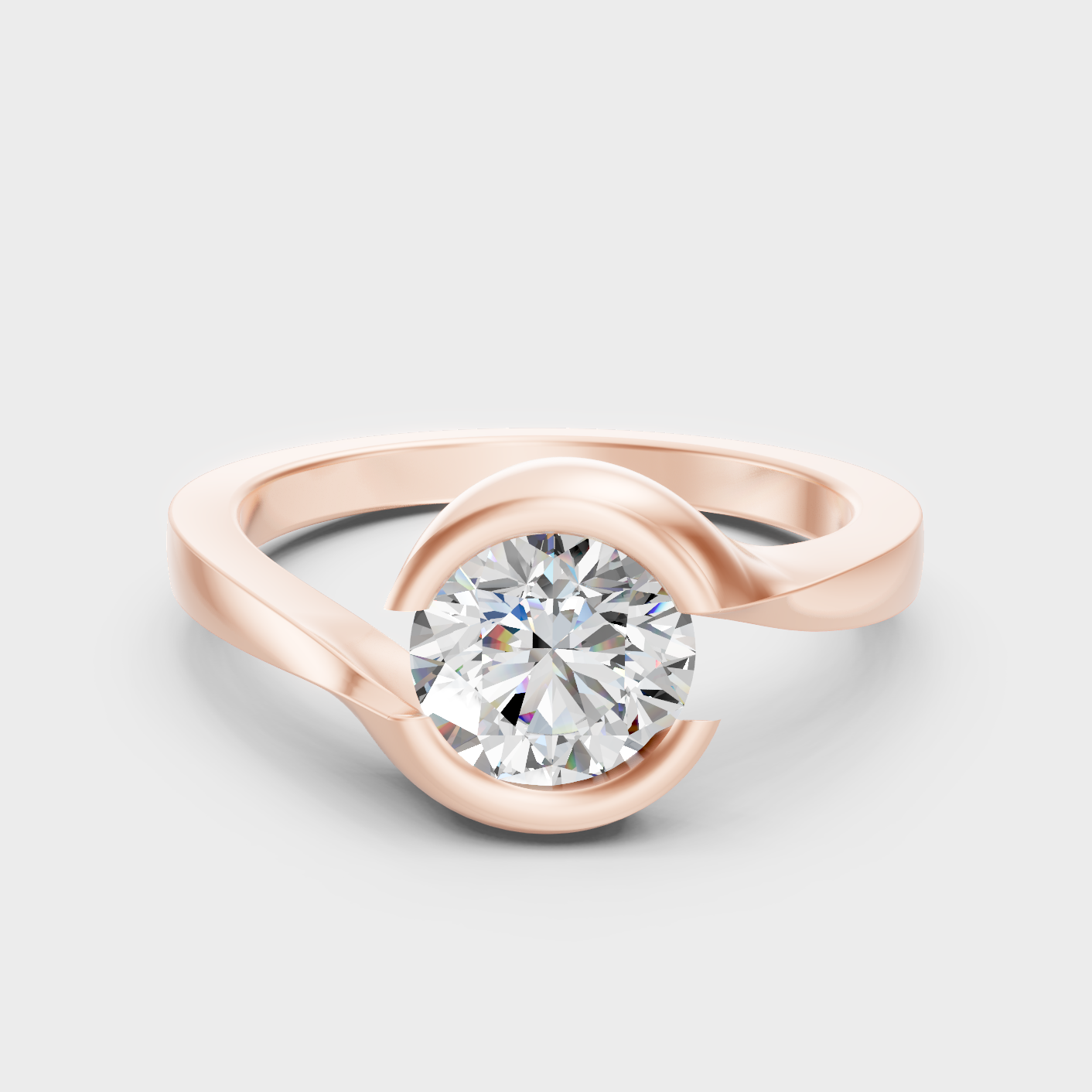 Round Cut Lab Diamond Ring In Rose Gold