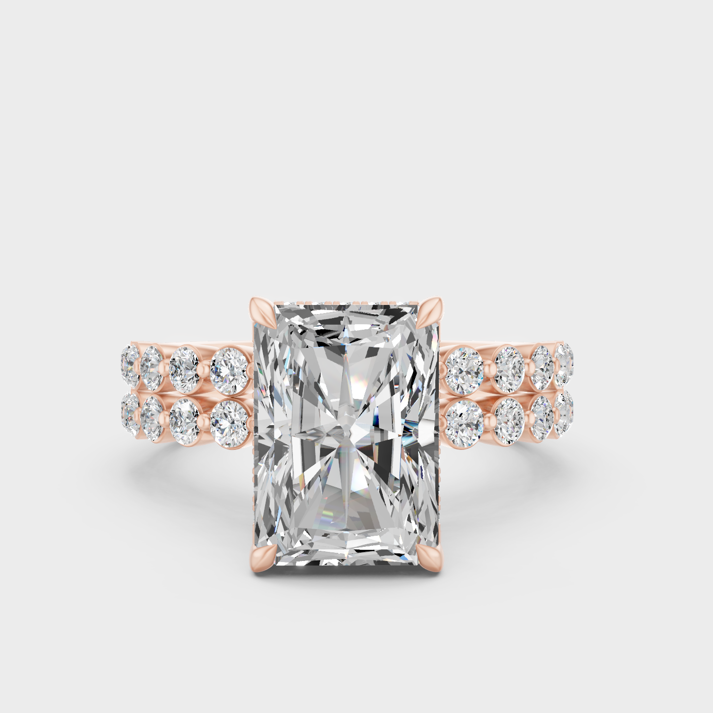 Rose Gold Designer Radiant Diamond Ring Set 4 Ct Premium Lab Jewelry