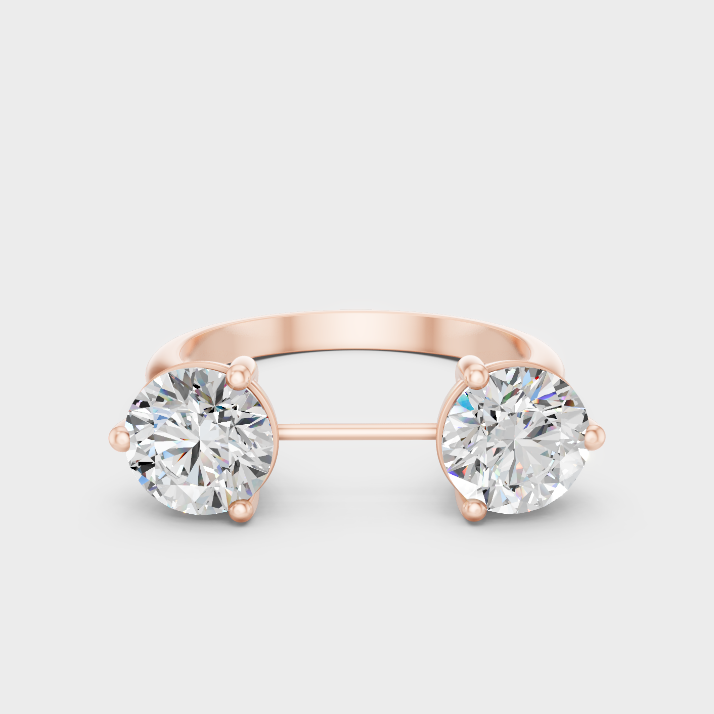 Rose Gold 2 CT Lab-Grown Diamond Ring with Sleek Silhouette