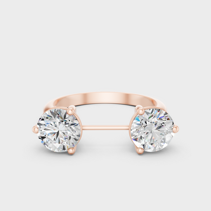 Rose Gold 2 CT Lab-Grown Diamond Ring with Sleek Silhouette
